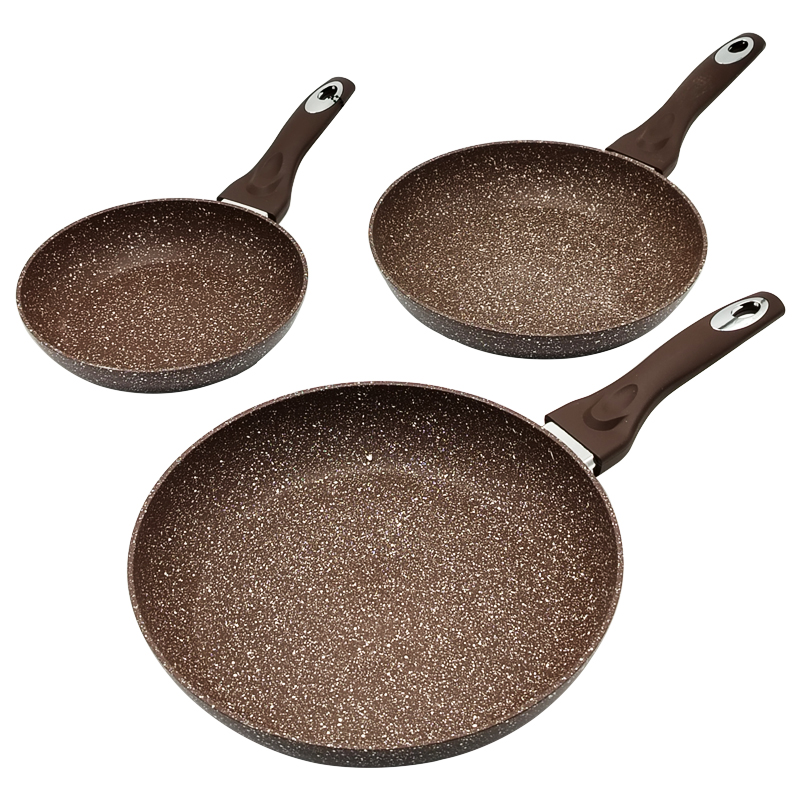 SET 3 POELES 28 / 24 / 20 CM COULEUR MARRON