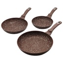 SET 3 POELES 28 / 24 / 20 CM COULEURS MIX GRIS / MARRON