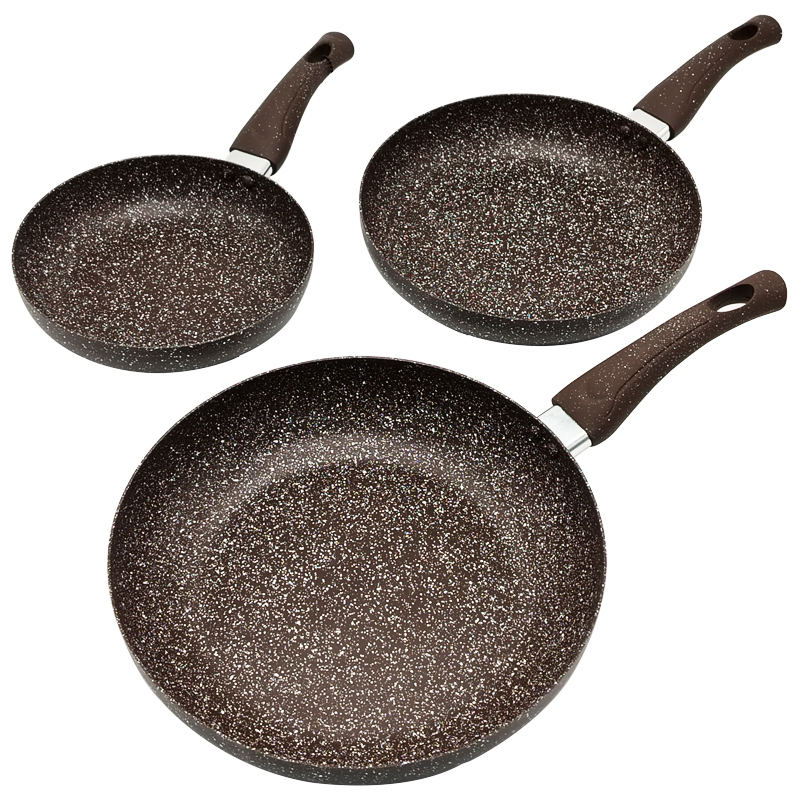 SET 3 POELES 28 / 24 / 20 CM COULEUR MARRON