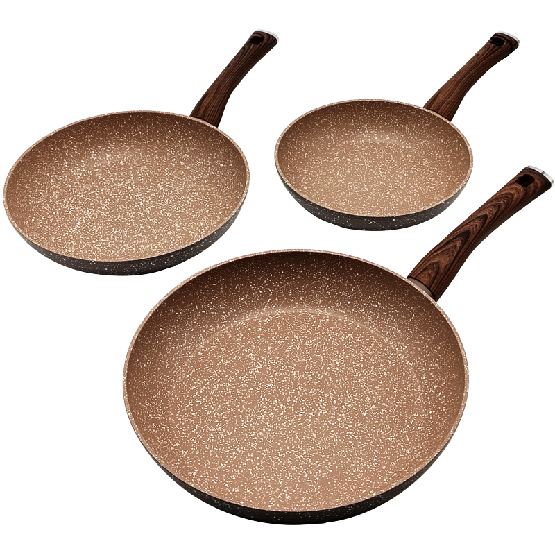 SET 3 POELES 28 / 24 / 20 CM COULEURS MIX NOIR / MARRON