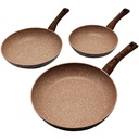 SET 3 POELES 28 / 24 / 20 CM COULEURS MIX NOIR / MARRON