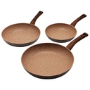SET 3 POELES 28 / 24 / 20 CM COULEURS MIX NOIR / MARRON