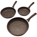 SET 3 POELES 28 / 24 / 20 CM COULEURS MIX NOIR / MARRON