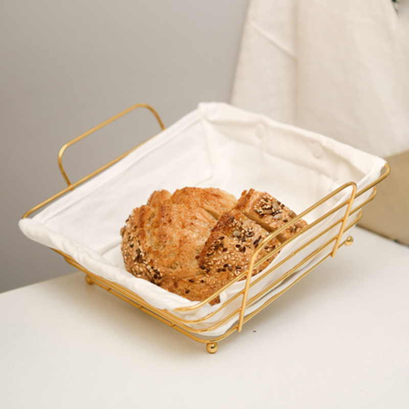 PANIER A PAIN METAL COULEUR OR 23X23X7 CM