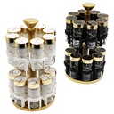 SET 16 POT EPICE VERRE AVEC SUPPORT 32X16 CM COULEURS MIX NOIR / BLANC