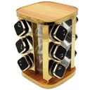 SET 12 POT EPICE VERRE AVEC SUPPORT 17X17X25 CM COULEUR NOIR