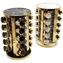 SET 20 POT EPICE VERRE AVEC SUPPORT 19X34 CM COULEURS MIX NOIR / BLANC