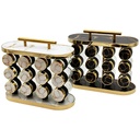 SET 12 POT EPICE VERRE AVEC SUPPORT 29X11X20 CM COULEURS MIX NOIR / BLANC