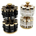 SET 16 POT EPICE VERRE AVEC SUPPORT 32X16 CM COULEURS MIX NOIR / BLANC