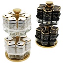 SET 12 POT EPICE VERRE AVEC SUPPORT 32X16 CM COULEURS MIX NOIR / BLANC