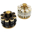 SET 8 POT EPICE VERRE AVEC SUPPORT 17X17 CM COULEURS MIX NOIR / BLANC