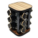 SET 12 POT EPICE VERRE AVEC SUPPORT 17X17X25 CM COULEUR NOIR