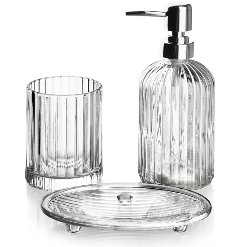 Set salle de bain 3 pièces en verre transparent
