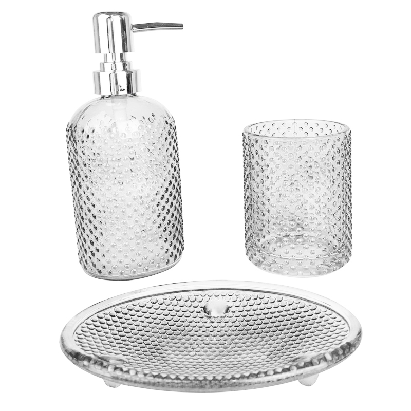 Set salle de bain 3 pièces en verre transparent