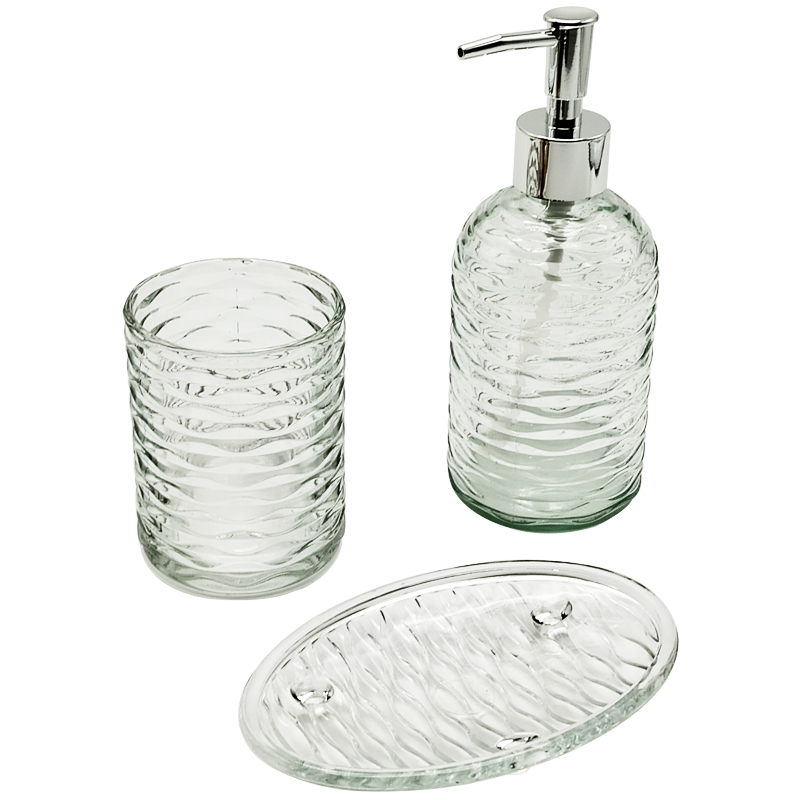 Set salle de bain 3 pièces en verre transparent