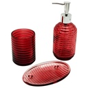 Set salle de bain 3 pièces en verre couleur rouge