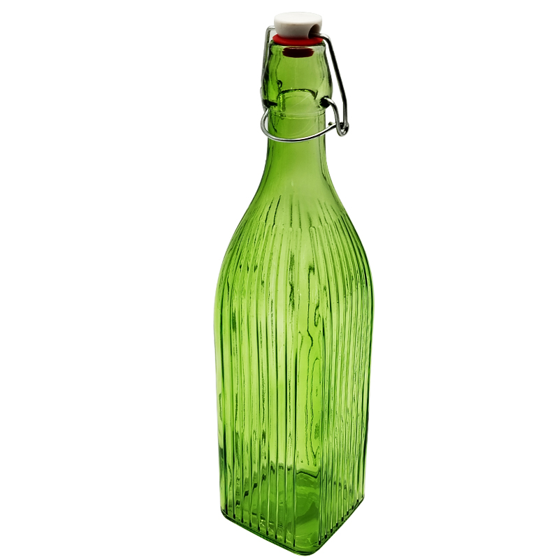 Bouteille en verre 1 litre mix bleu / rouge / vert / jaune