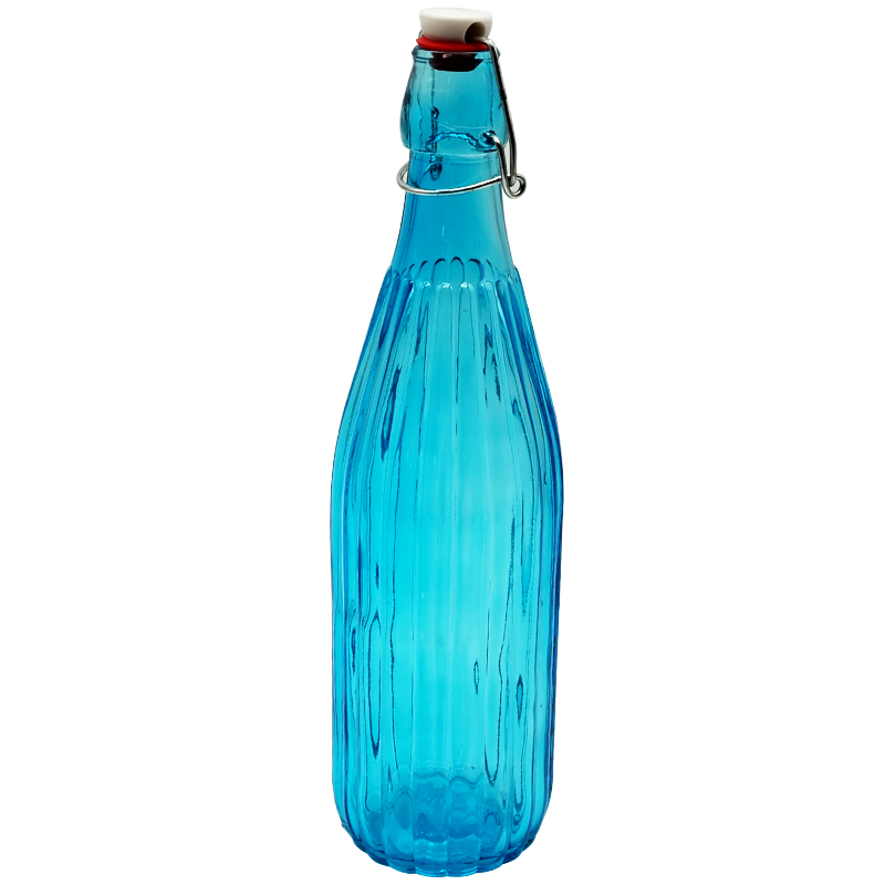 Bouteille en verre 1 litre mix bleu / rouge / vert / jaune