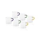 Tasse en verre borosilicate avec poignée colorée, 5,5 cm x 5,5 cm