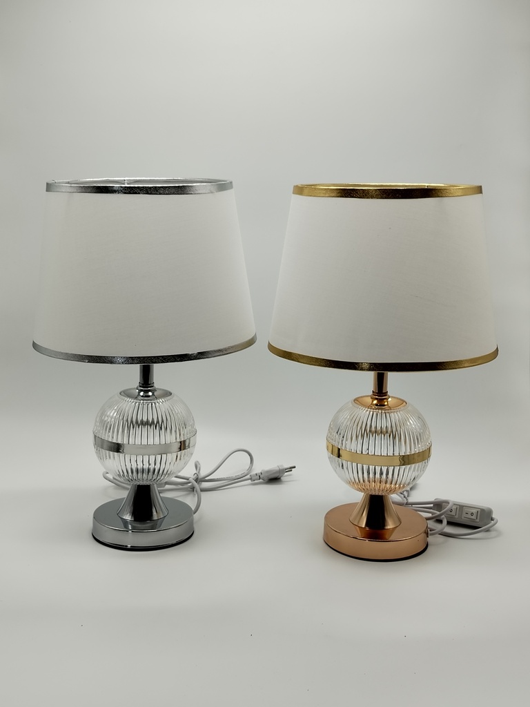 Lampe de chevet déco électtrique 2 allumages 42 cm couleur mix argent - or
