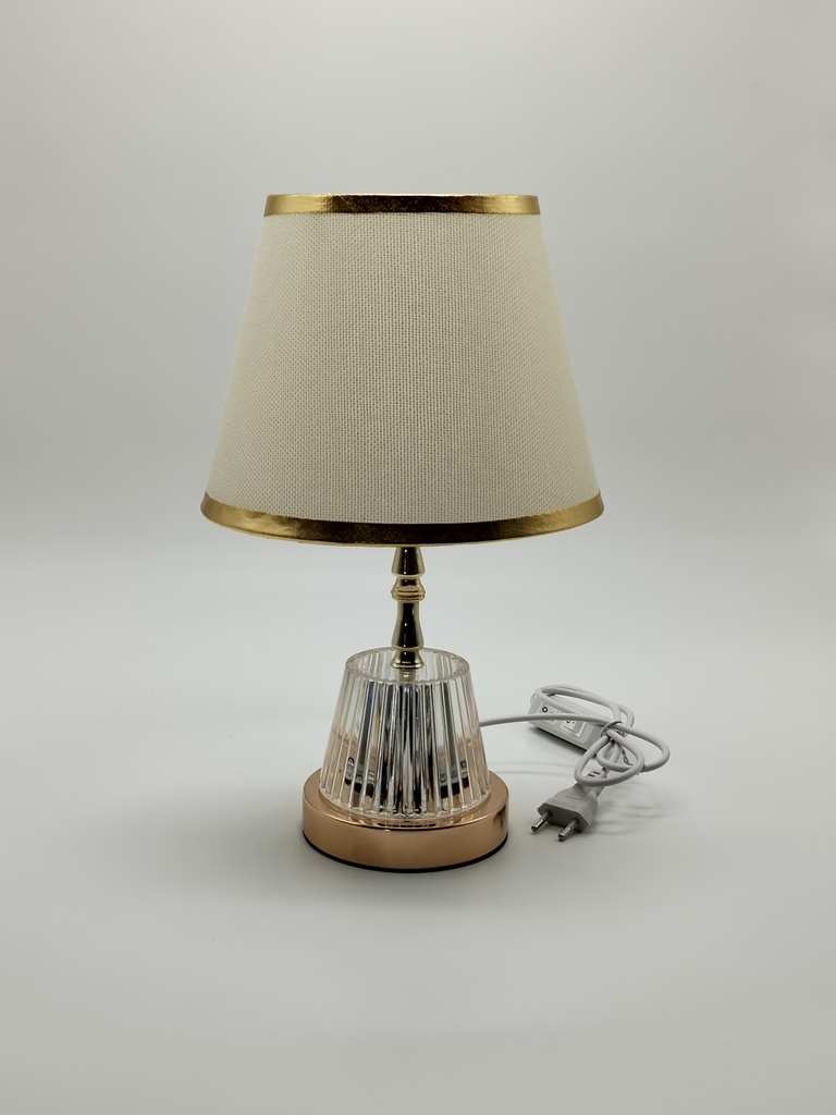 Lampe de chevet déco électtrique 2 allumages 35 cm couleur mix Blanc - Gris - Or