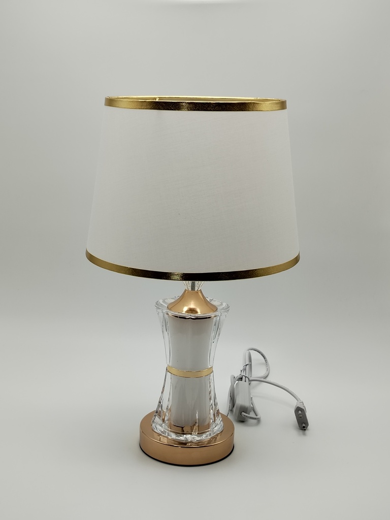 Lampe de chevet déco électtrique 2 allumages 43 cm couleur mix Or - Argent - Blanc