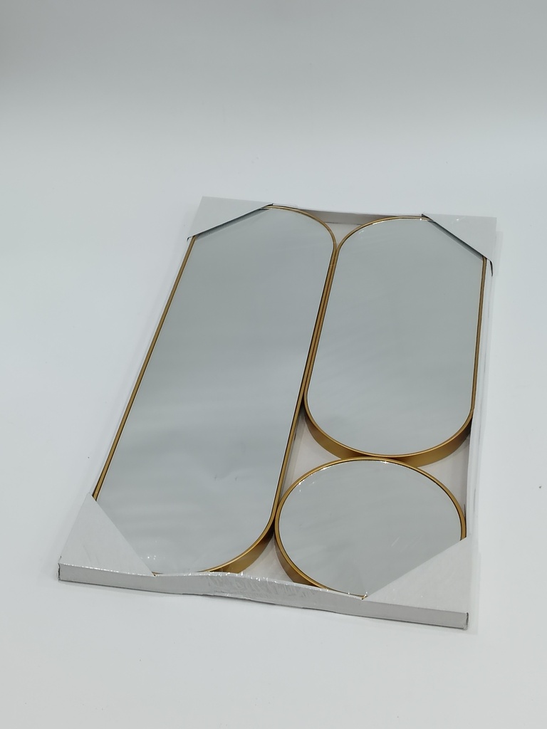 Mirroir déco 3 pièces 98x29 + 69x29 + 29x29 cm 