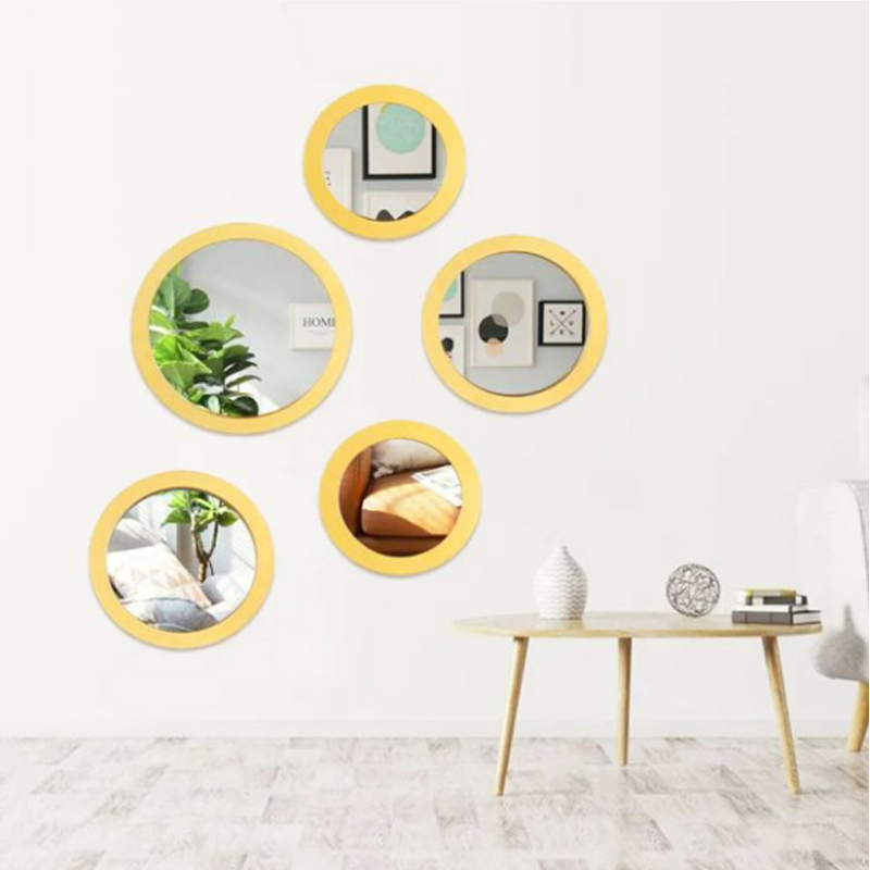 Mirroir déco 5 pièces 28 cm + 23 cm + 3x 17 cm 