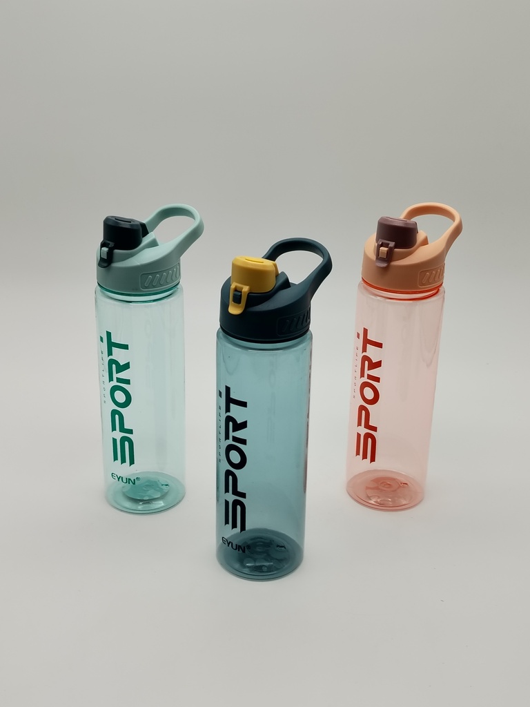 Bouteille plastique 700 ML couleurs vert - rose - orange - bleu