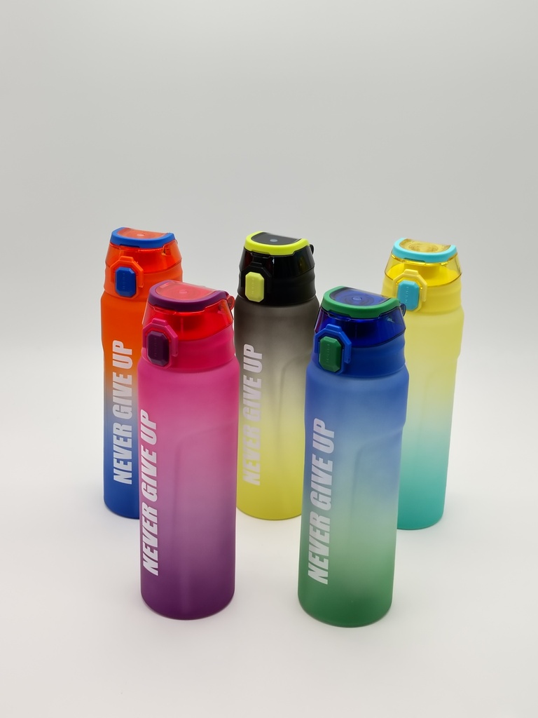 Bouteille plastique 1 L couleurs rose - noir - orange - bleu - jaune mix