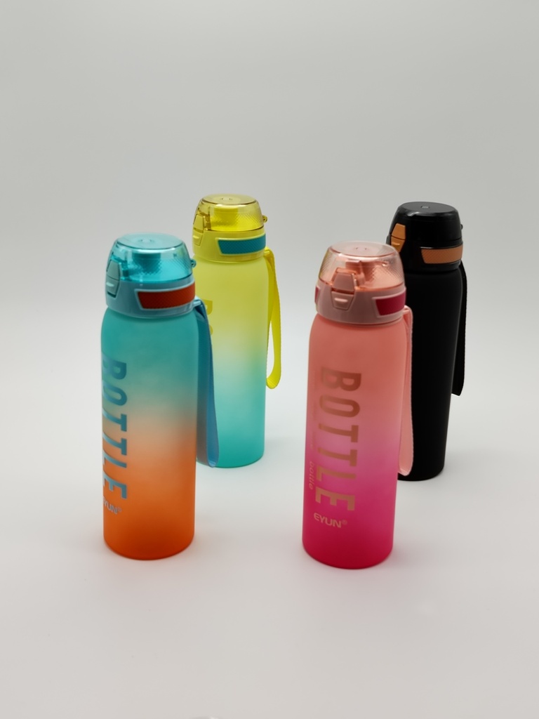 Bouteille plastique 1 L couleurs rose - noir - orange - bleu - jaune mix
