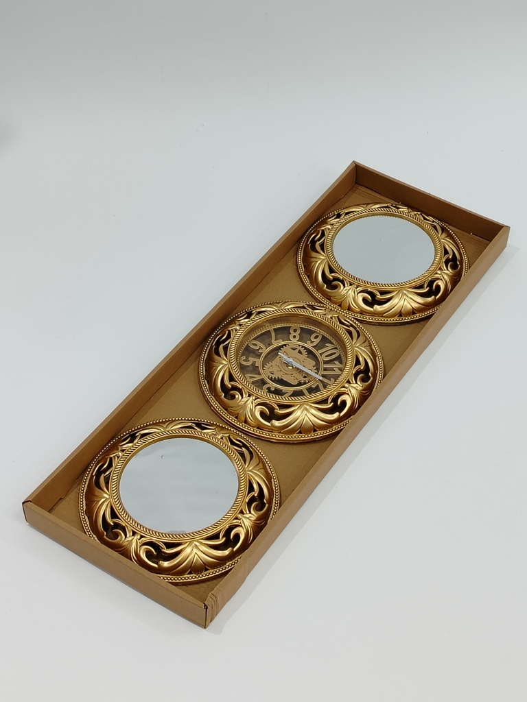 Set Horloge + 2 mirroirs diamètre 29 cm