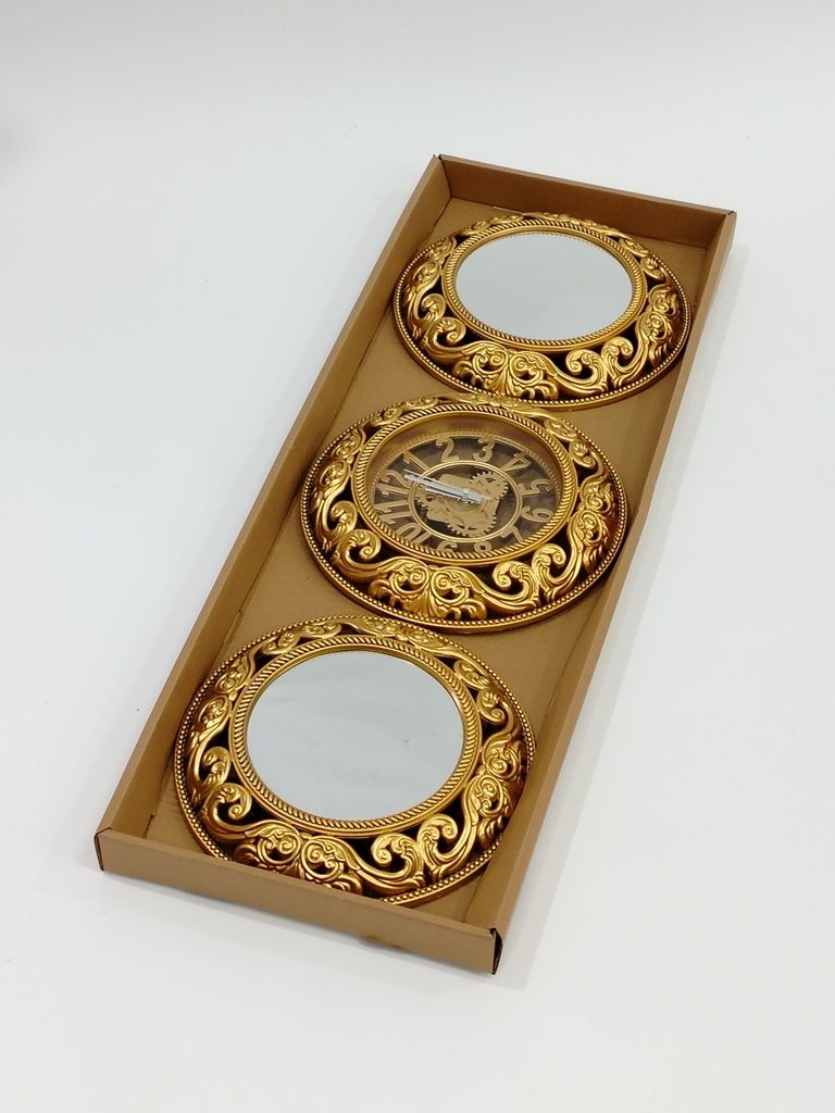 Set Horloge + 2 mirroirs diamètre 29 cm