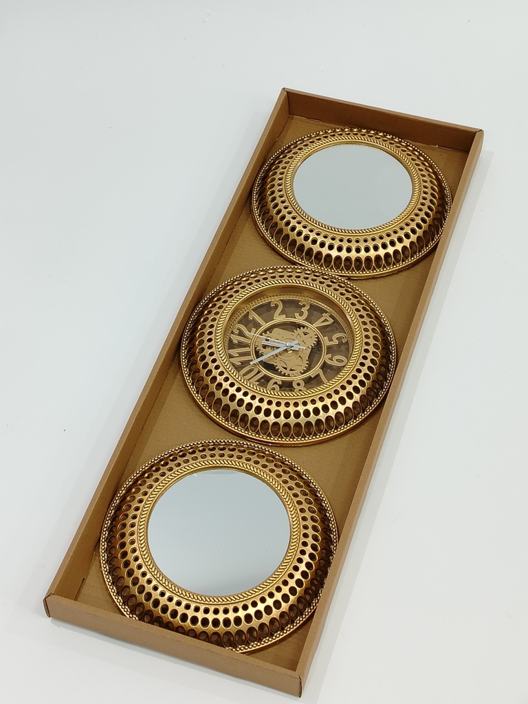 Set Horloge + 2 mirroirs diamètre 29 cm