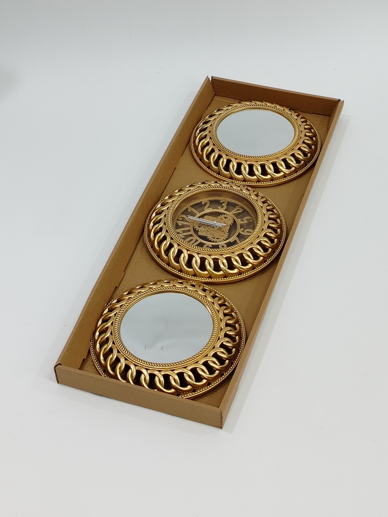 Set Horloge + 2 mirroirs diamètre 30 cm