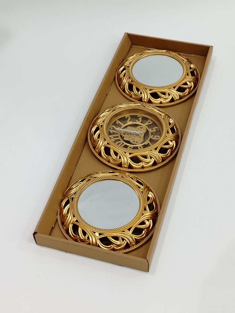 Set Horloge + 2 mirroirs diamètre 30 cm