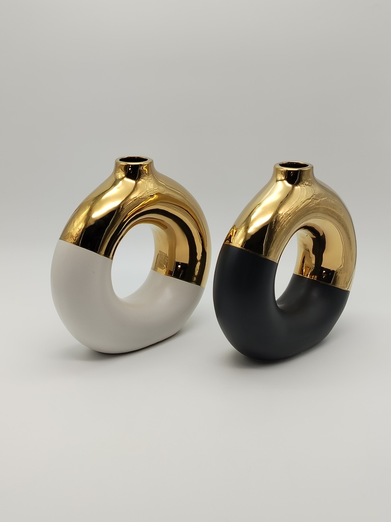 Vase céramique déco 26x25 cm mix noir - blanc