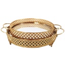 SET 2 PLATEAUX DECO METAL ROND 35 &amp; 40 CM MODELE OR
