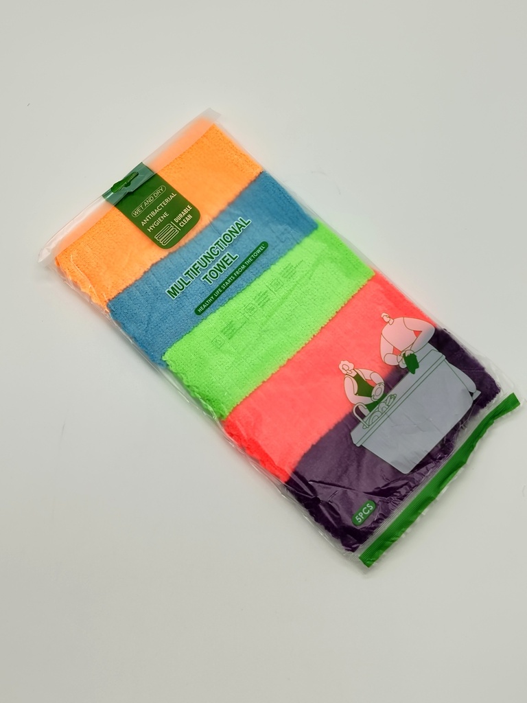 SET 5 TORCHONS 30X30 CM COULEURS MIX BLEU / VIOLET / GRIS / ROSE / ORANGE