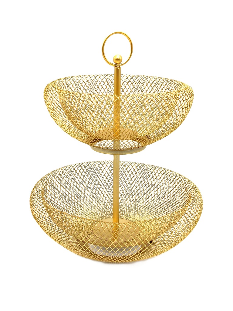 PRESENTOIR METAL 2 NIVEAUX 40 CM / 20&amp;27 CM MODELE OR