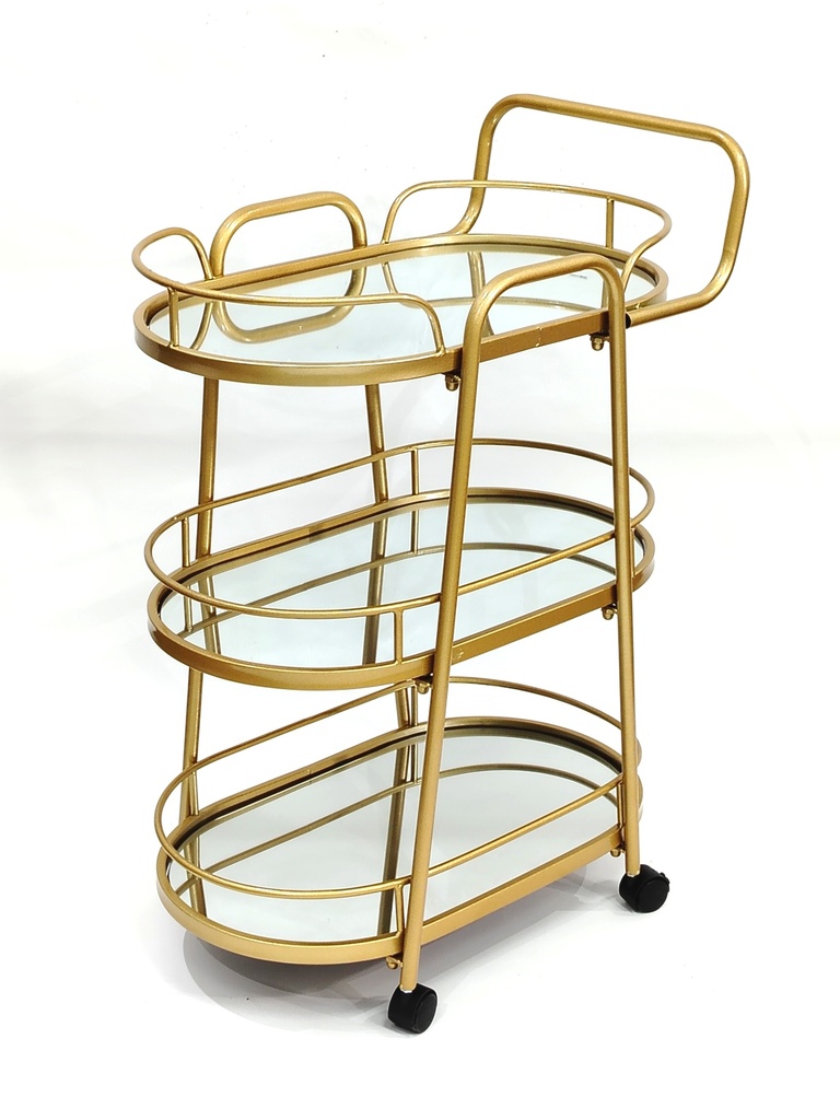 CHARIOT PRESENTOIR 3 NIVEAUX A ROULETTES 78 CM. 58X38 CM MODELE OR