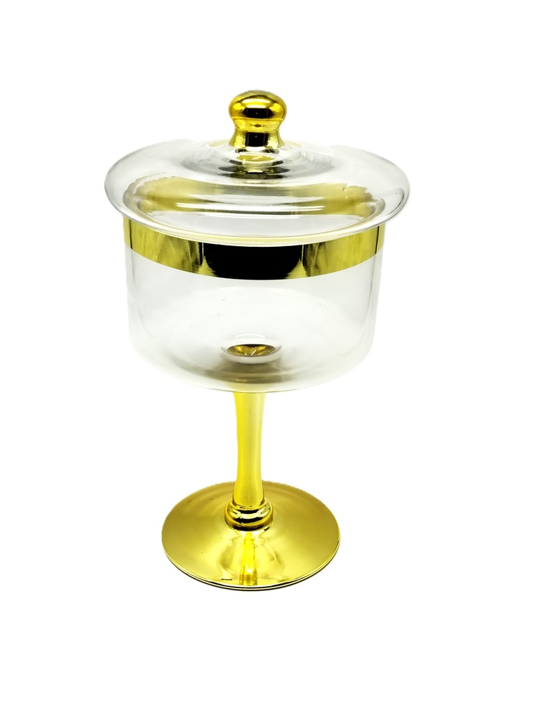 BONBONNIERE DECORATIVE EN VERRE 33X16 CM MODELE OR