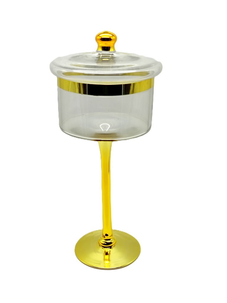 BONBONNIERE DECORATIVE EN VERRE 46X16 CM MODELE OR