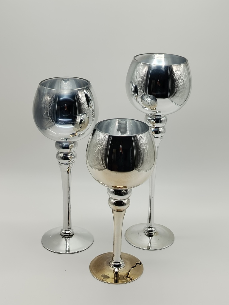 SET 3 VASES DECORATIFS 40X10 / 35X10 / 30X10 CM MODELE ARGENT