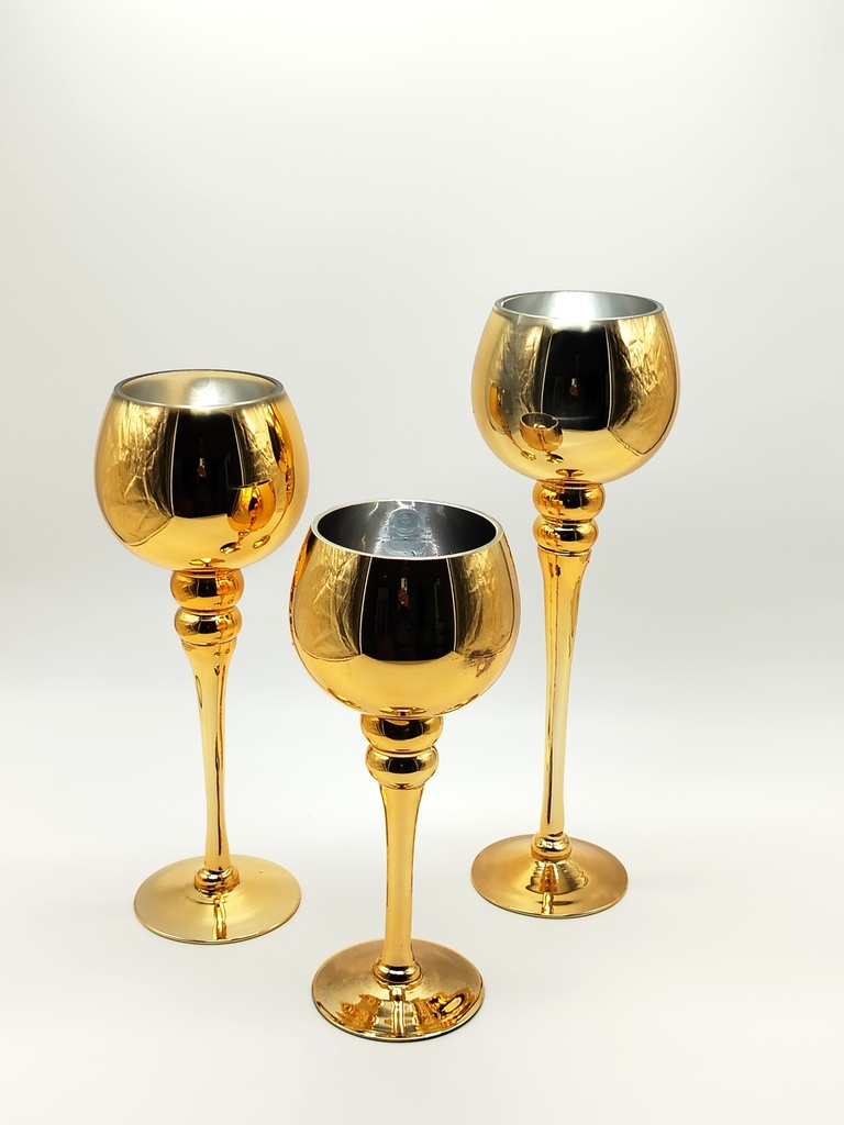 SET 3 VASES DECORATIFS 40X10 / 35X10 / 30X10 CM MODELE OR