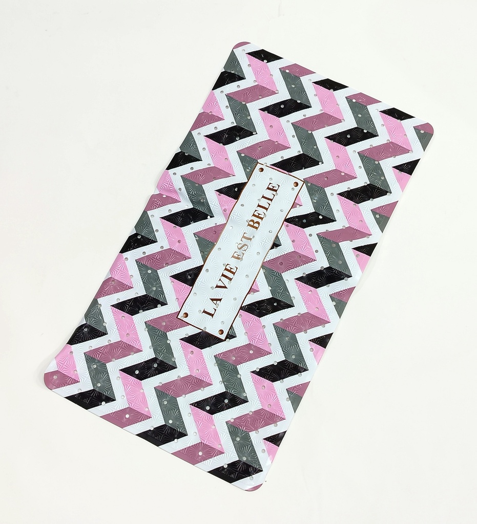 TAPIS DE DOUCHE 69X37 CM COULEURS MIX ROSE / BLANC / VIOLET