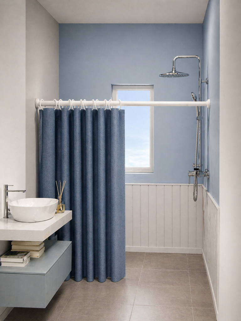 TRINGLE POUR RIDEAUX DE DOUCHE METAL 110-200 CM EXTENSIBLE COULEUR BLANC