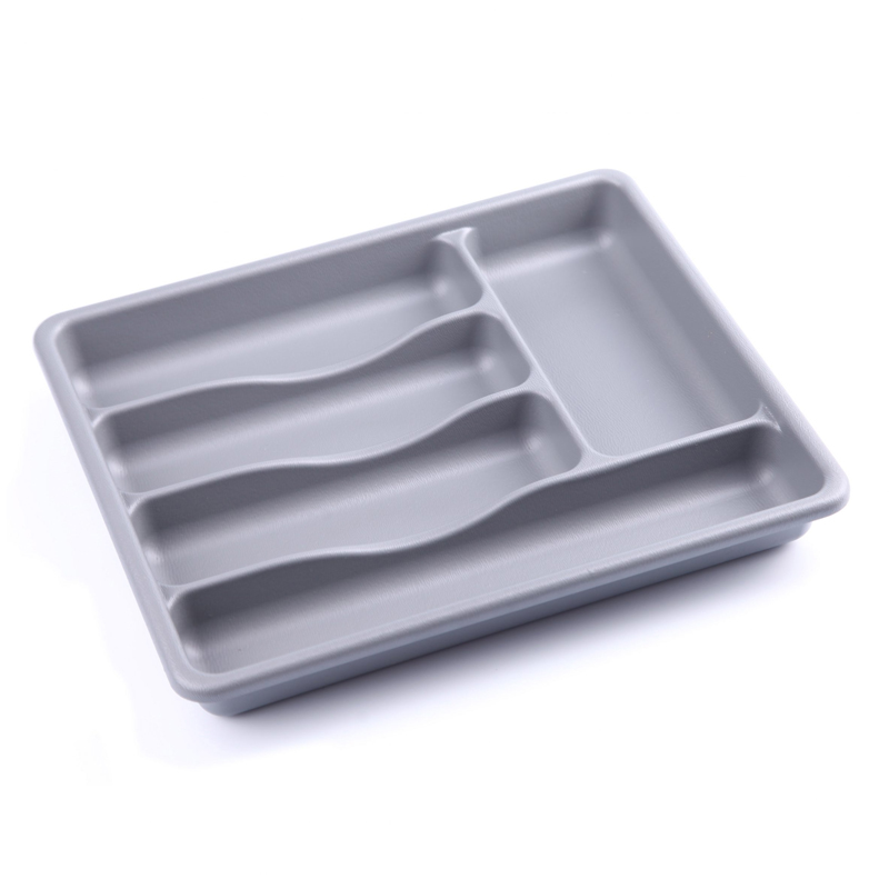 RANGE COUVERTS 5 COMPARTIMENTS 36X29X5 CM COULEUR GRIS