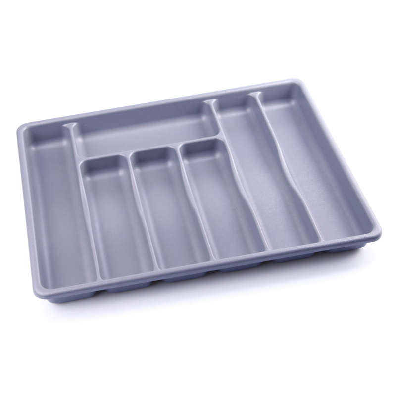 RANGE COUVERTS 7 COMPARTIMENTS 50X37X5 CM COULEUR GRIS