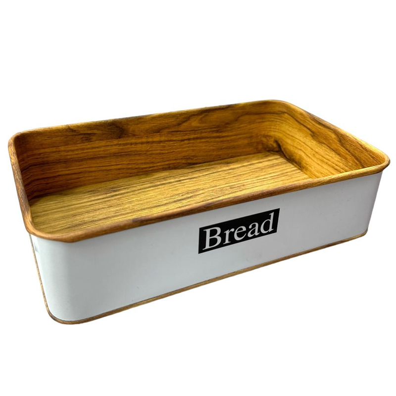 BOITE A PAIN RECTANGULAIRE EN METAL 25X15X6.5 CM COULEUR BLANC